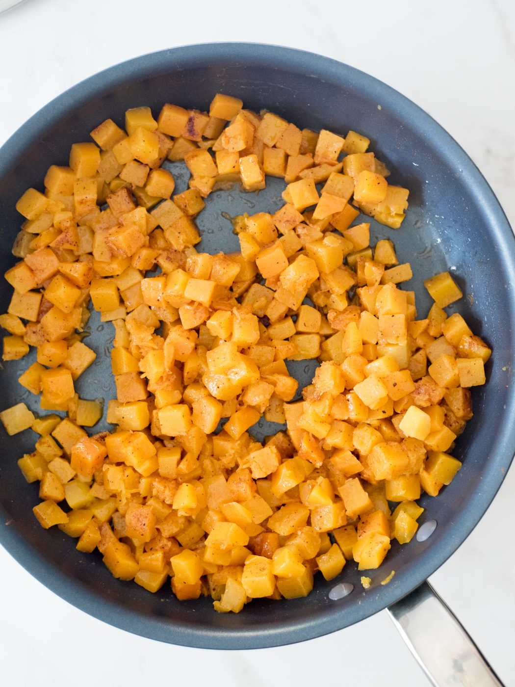 cinnamon and nutmeg mixed into butternut squash