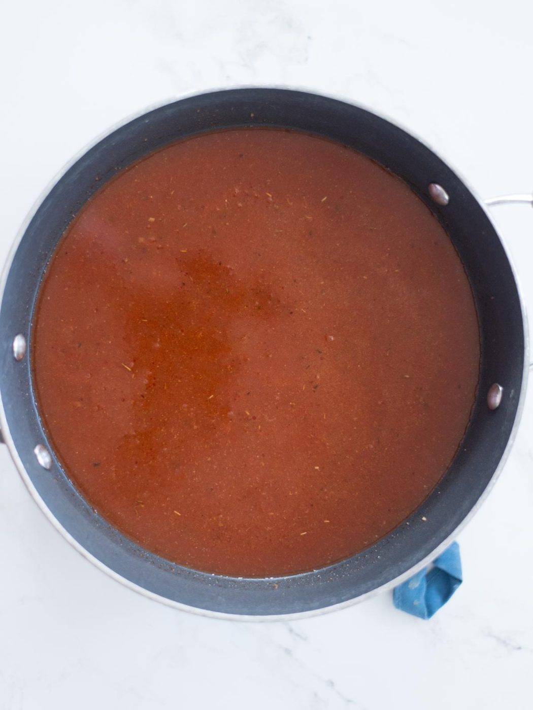 liquids added to recipe in the skillet