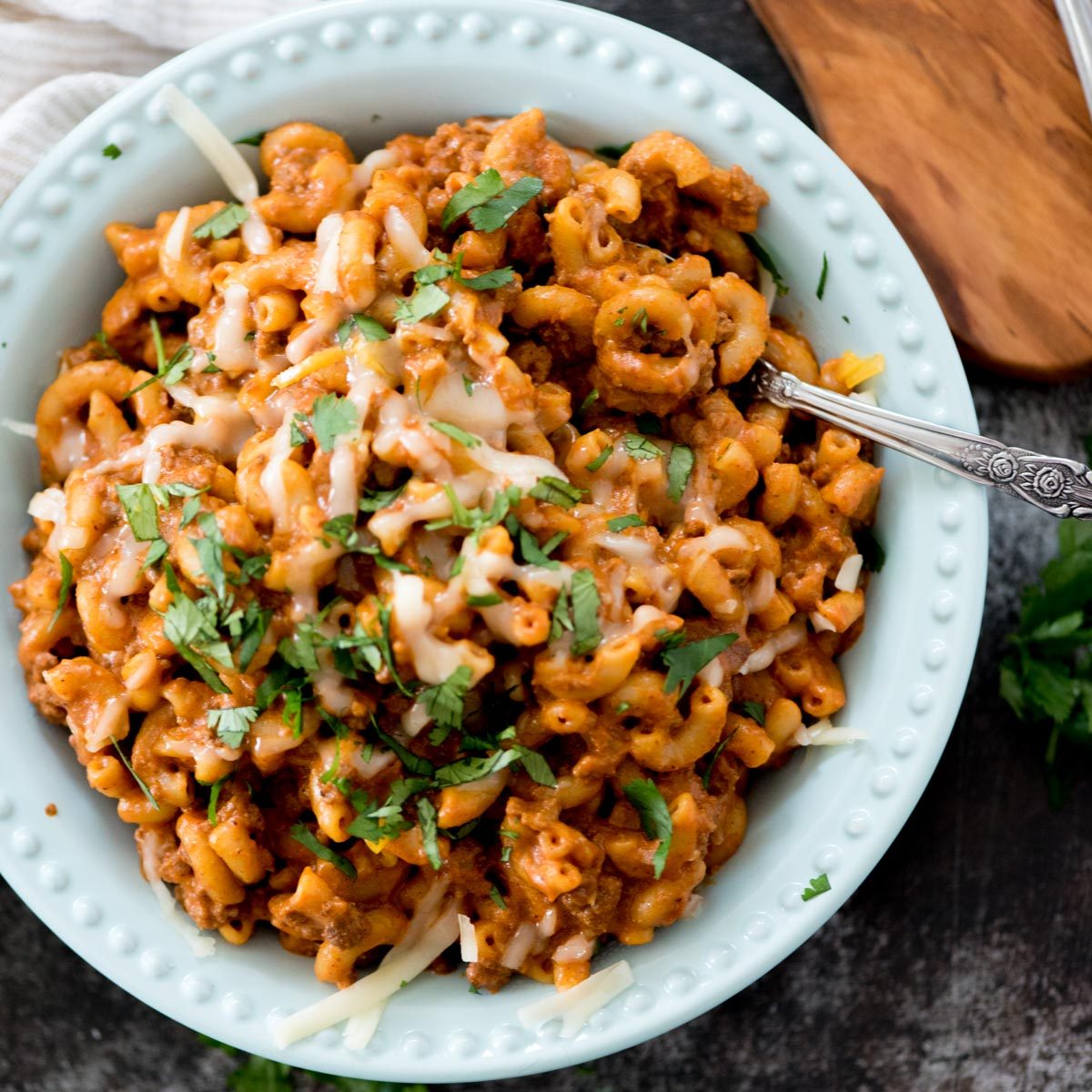 Taco Cream Cheese Pasta, cheesy