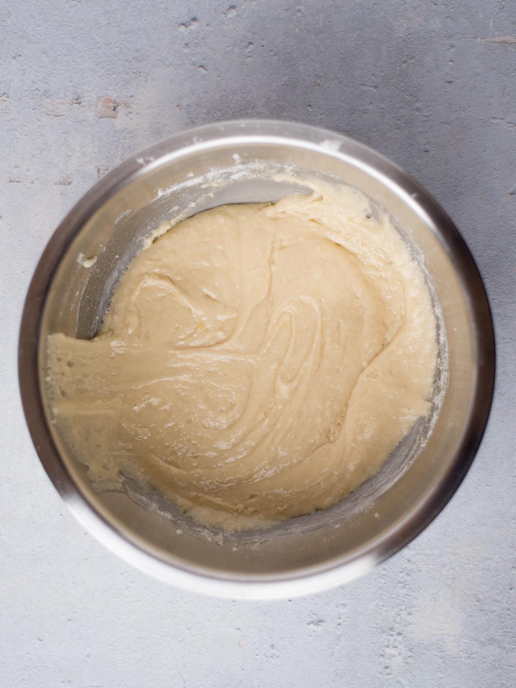 Texas sheet cake ingredients mixed together in a bowl