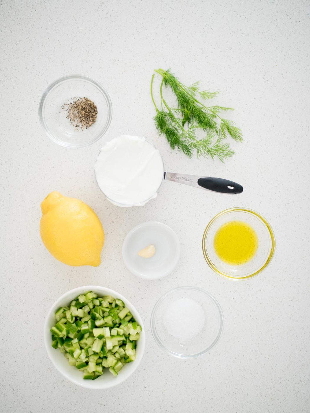 ingredients to make from-scratch tzatziki sauce