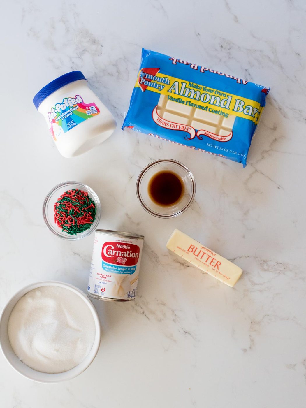 ingredients to make vanilla fudge recipe