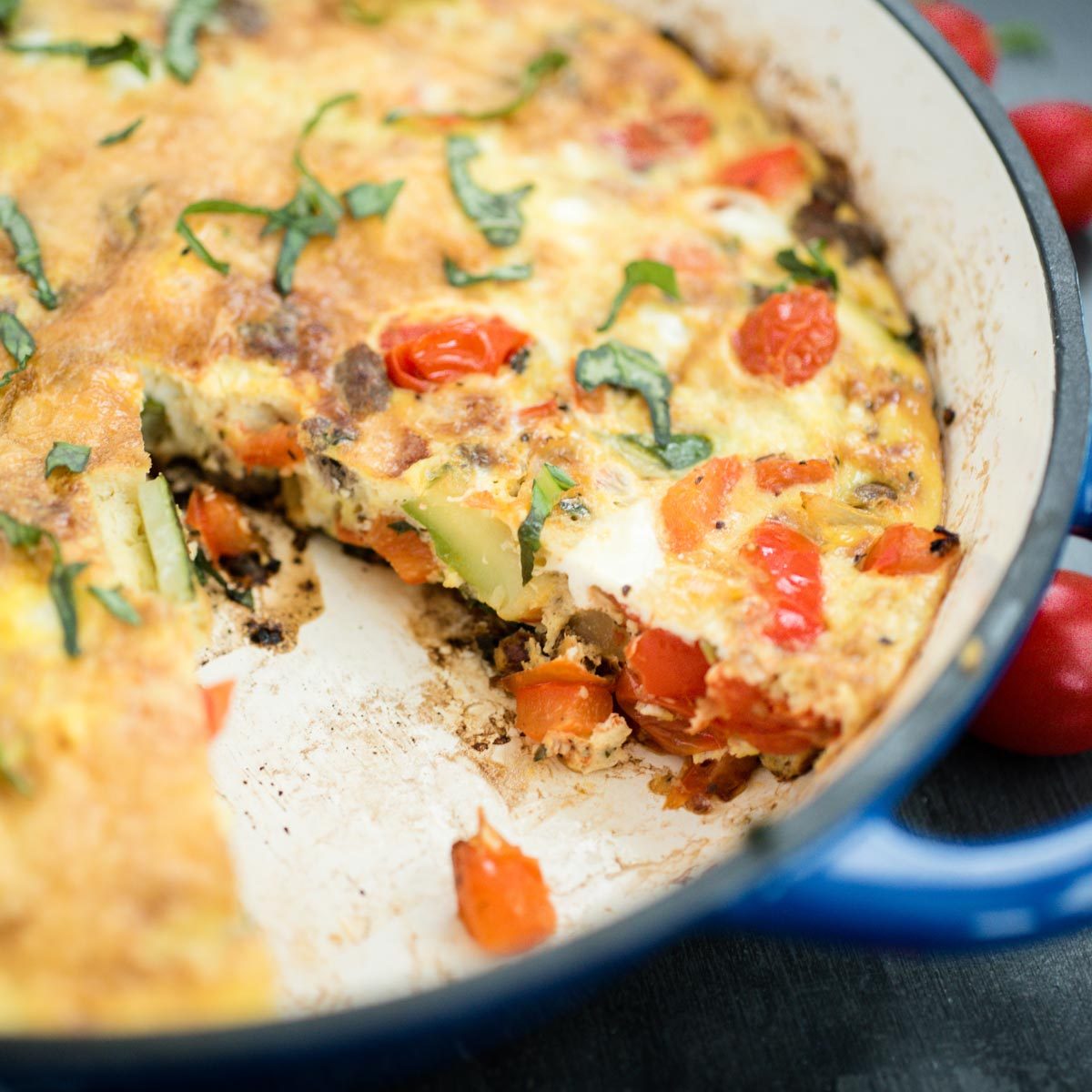 Veggie, Turkey Sausage, & Basil Frittata
