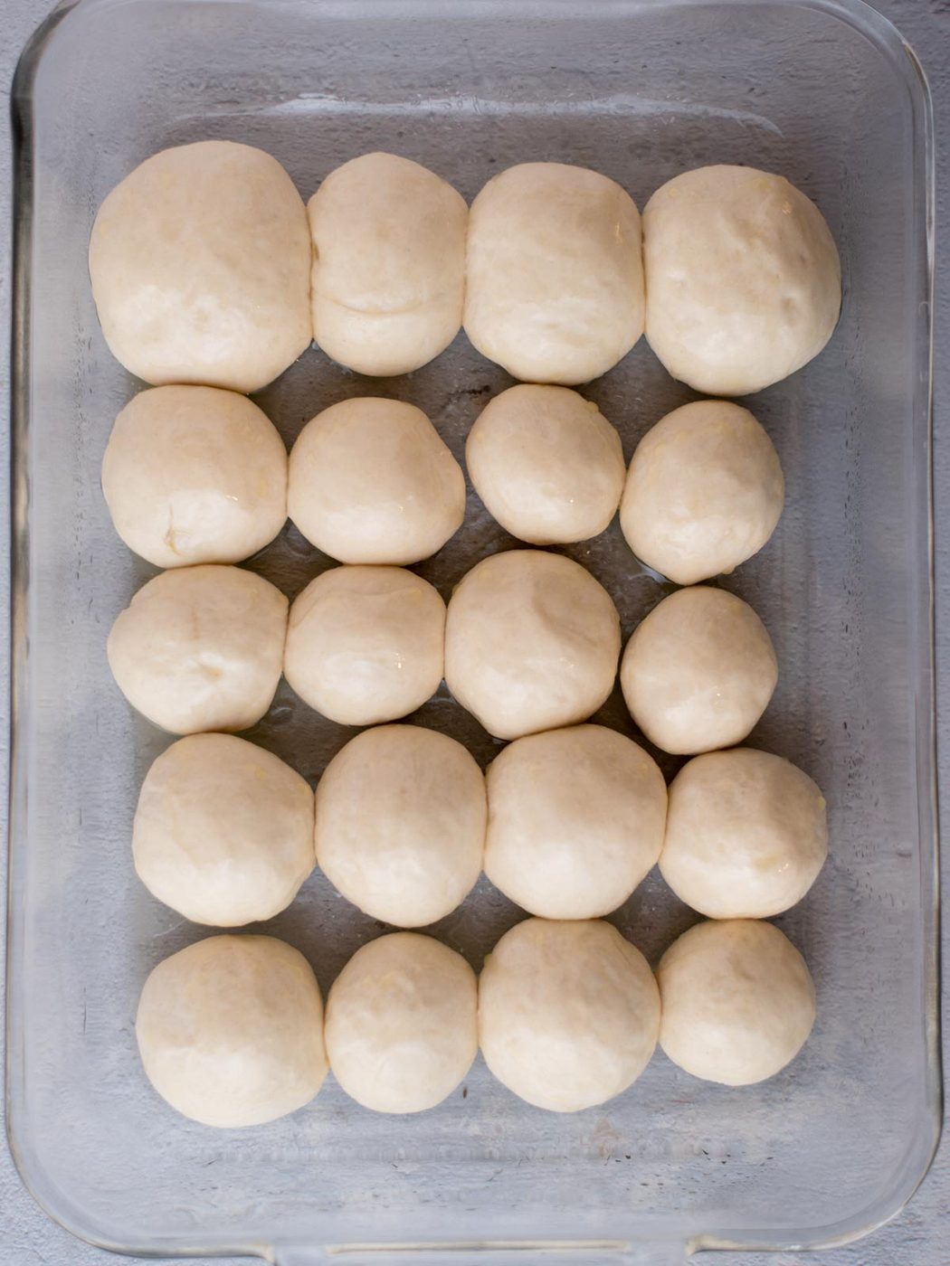 rolls in a sprayed 9x13 baking dish