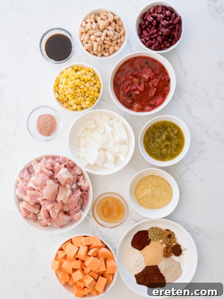 ingredients to make crockpot chicken chili