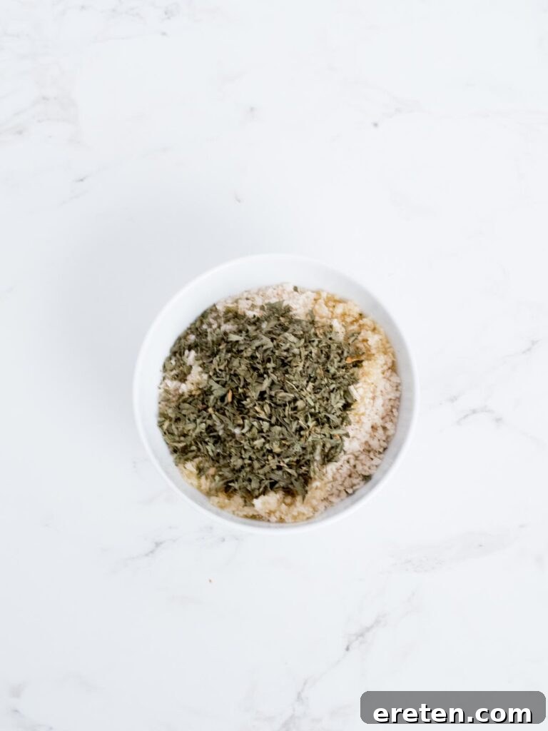 No-Fuss Baked Shrimp Scampi 7 panko breadcrumb topping mixture in a bowl