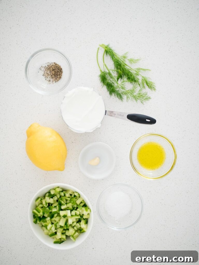 ingredients to make homemade tzatziki sauce