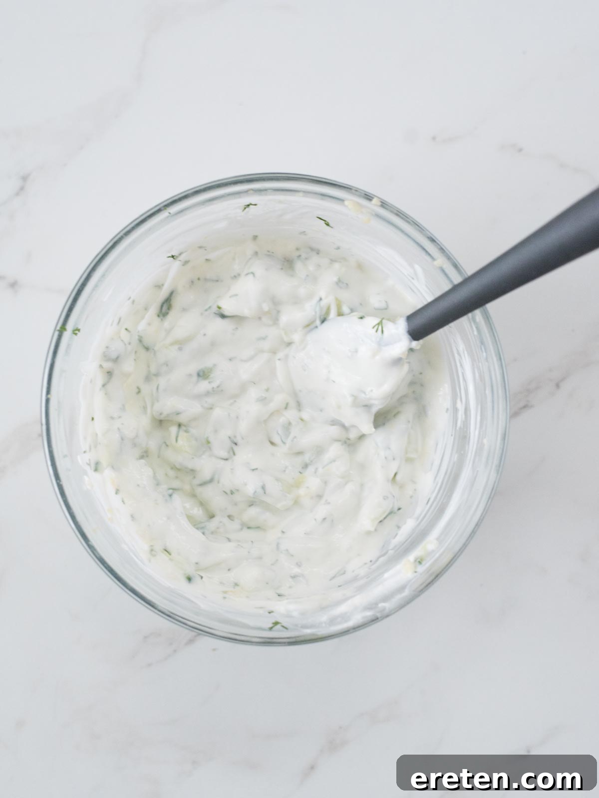 tzatziki sauce mixed together in a bowl