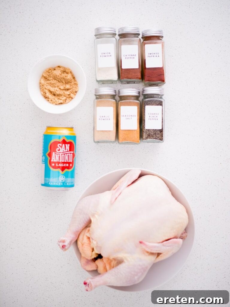 Pint-Infused Smoked Chicken Feast 3 ingredients to make pit boss beer can chicken