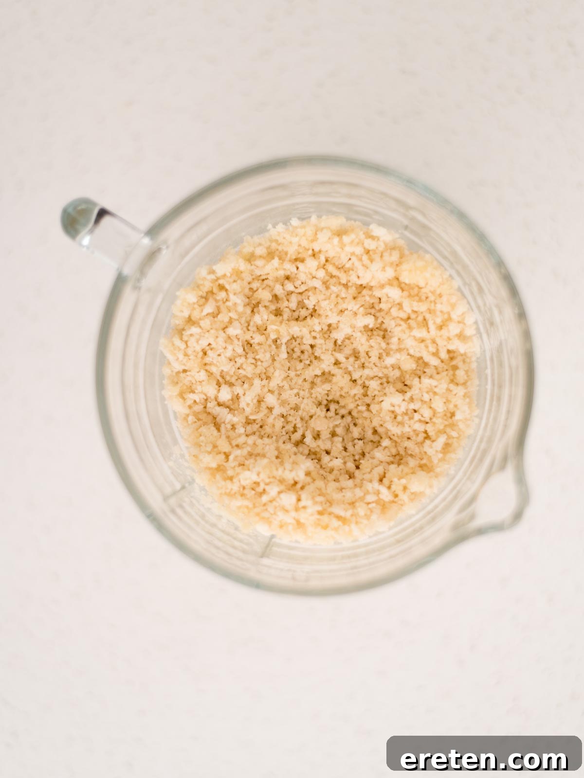 Next-Level Smoked Macaroni 14 butter mixed with panko in a measuring cup