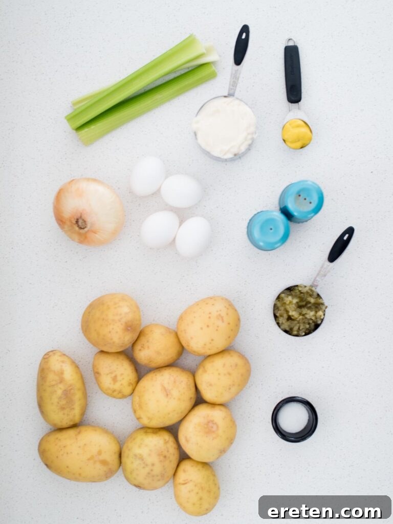 ingredients to make classic potato salad