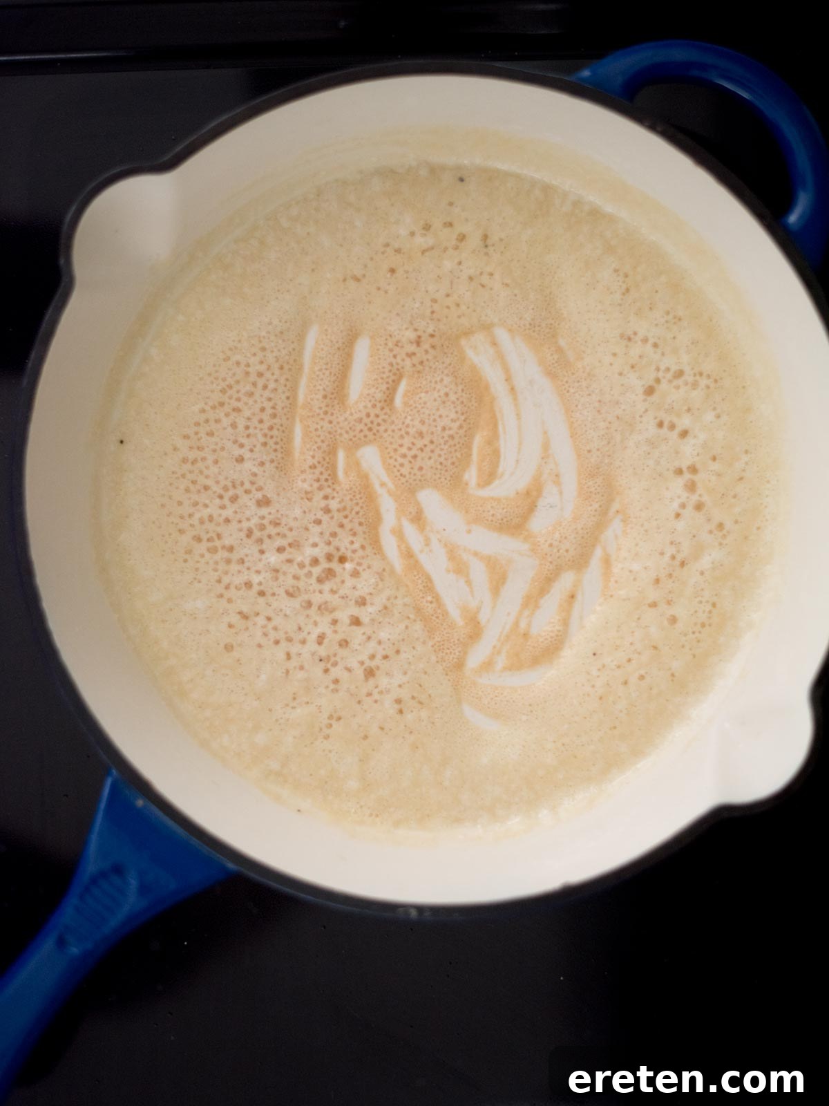Hearty Southern Brown Gravy 6 Melted butter and flour vigorously whisked together in a skillet, creating a smooth, light roux.