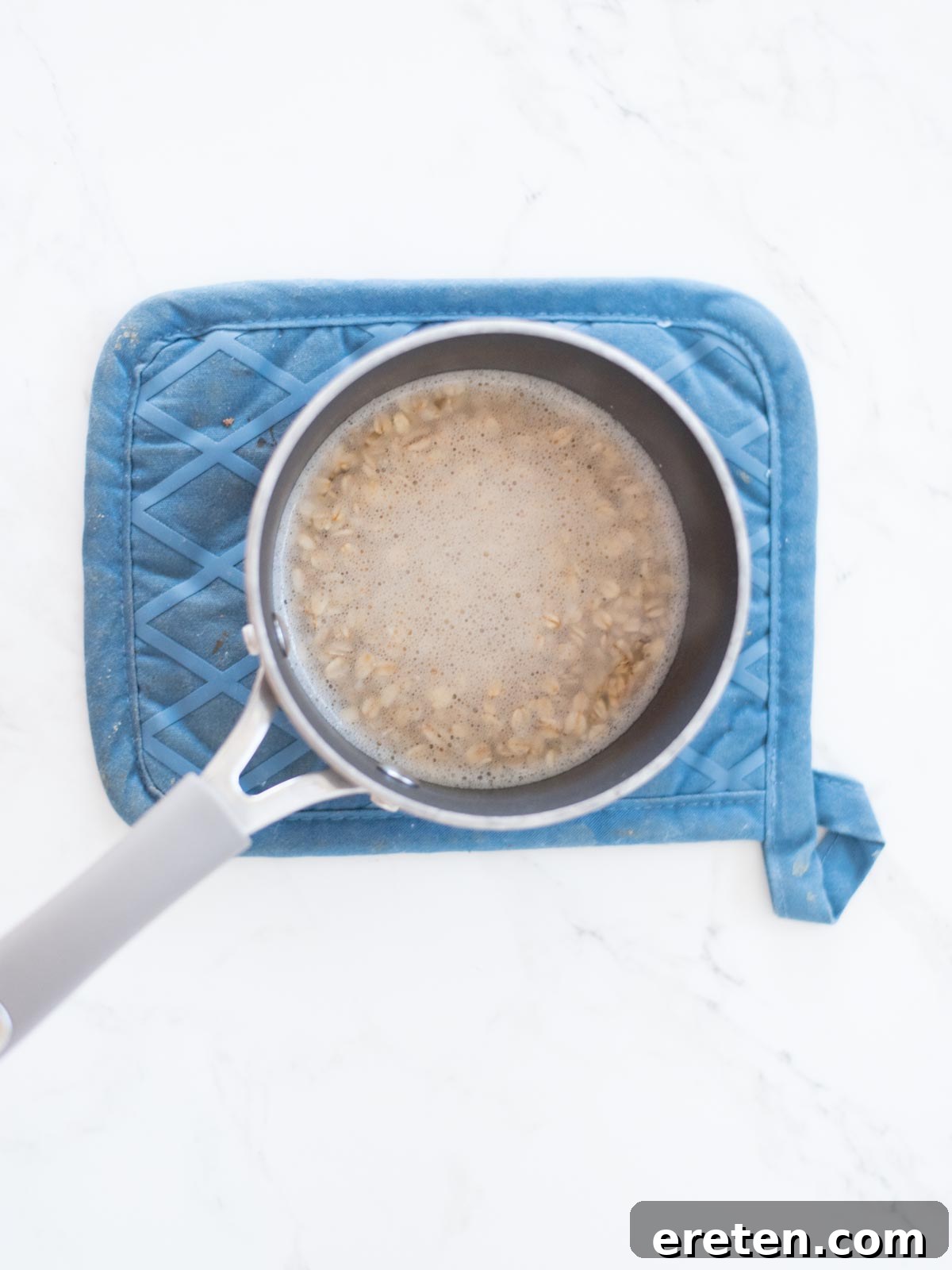 Cozy Banana Bread Oatmeal 4 oatmeal and water in a saucepan