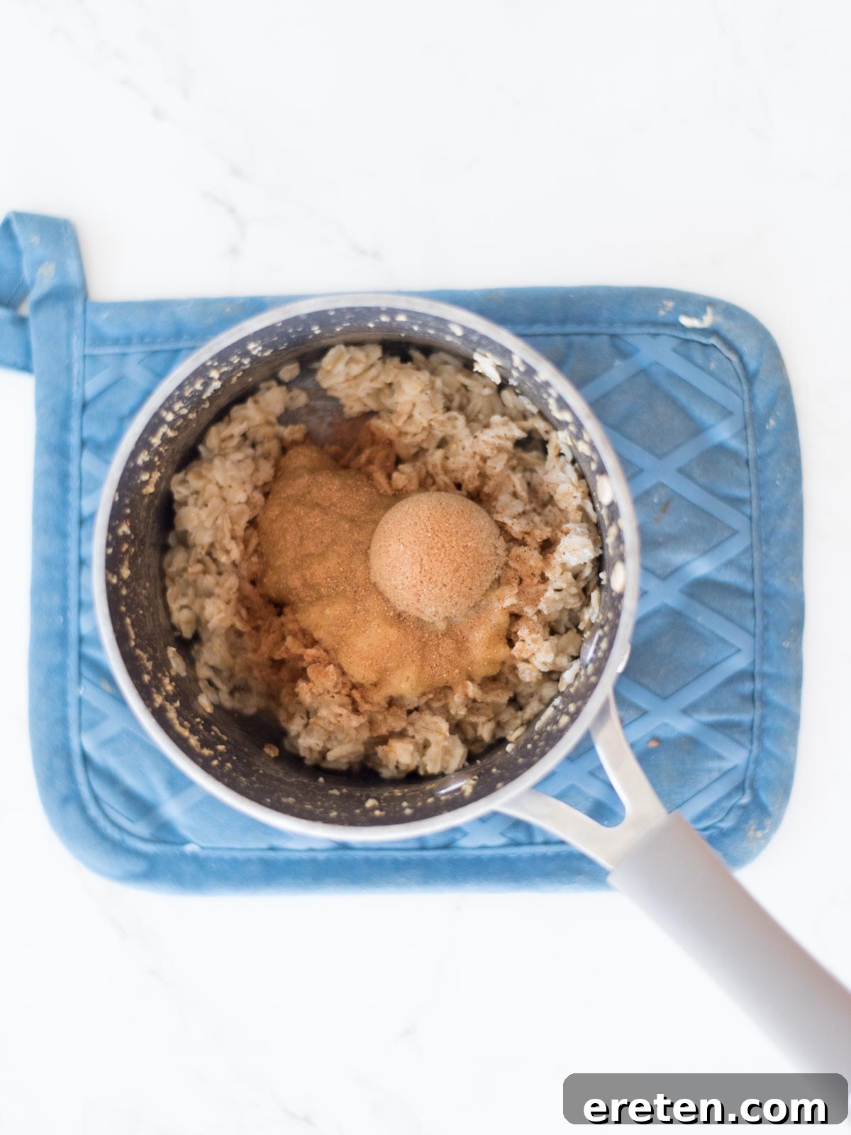 Cozy Banana Bread Oatmeal 6 banana and brown sugar added to the saucepan