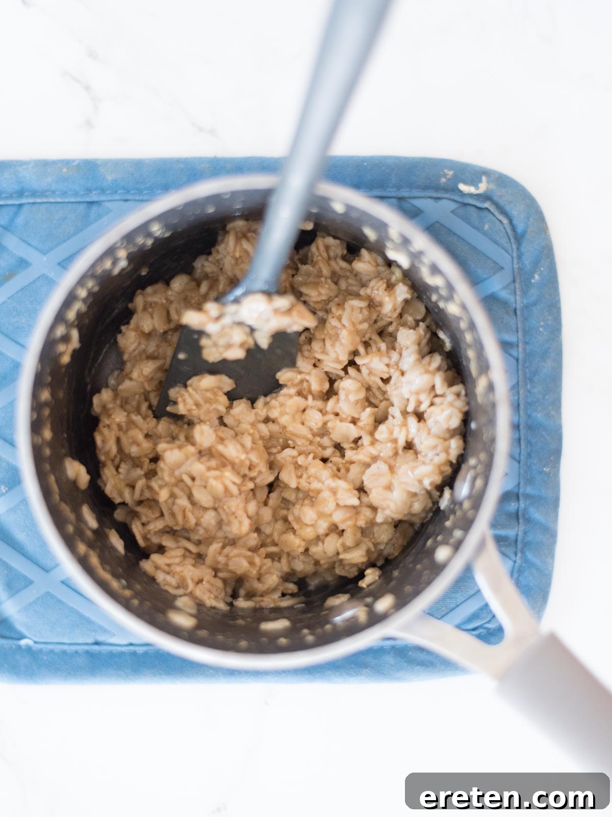 Cozy Banana Bread Oatmeal 7 banana oatmeal in a saucepan