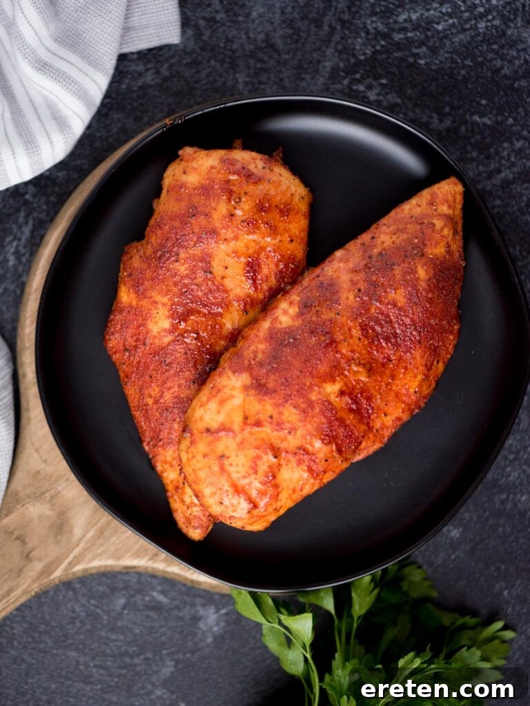 Flavorful Smoked Chicken Breast from Your Pellet Grill 6 Top view of several whole, perfectly smoked chicken breasts, golden brown and ready to be sliced.