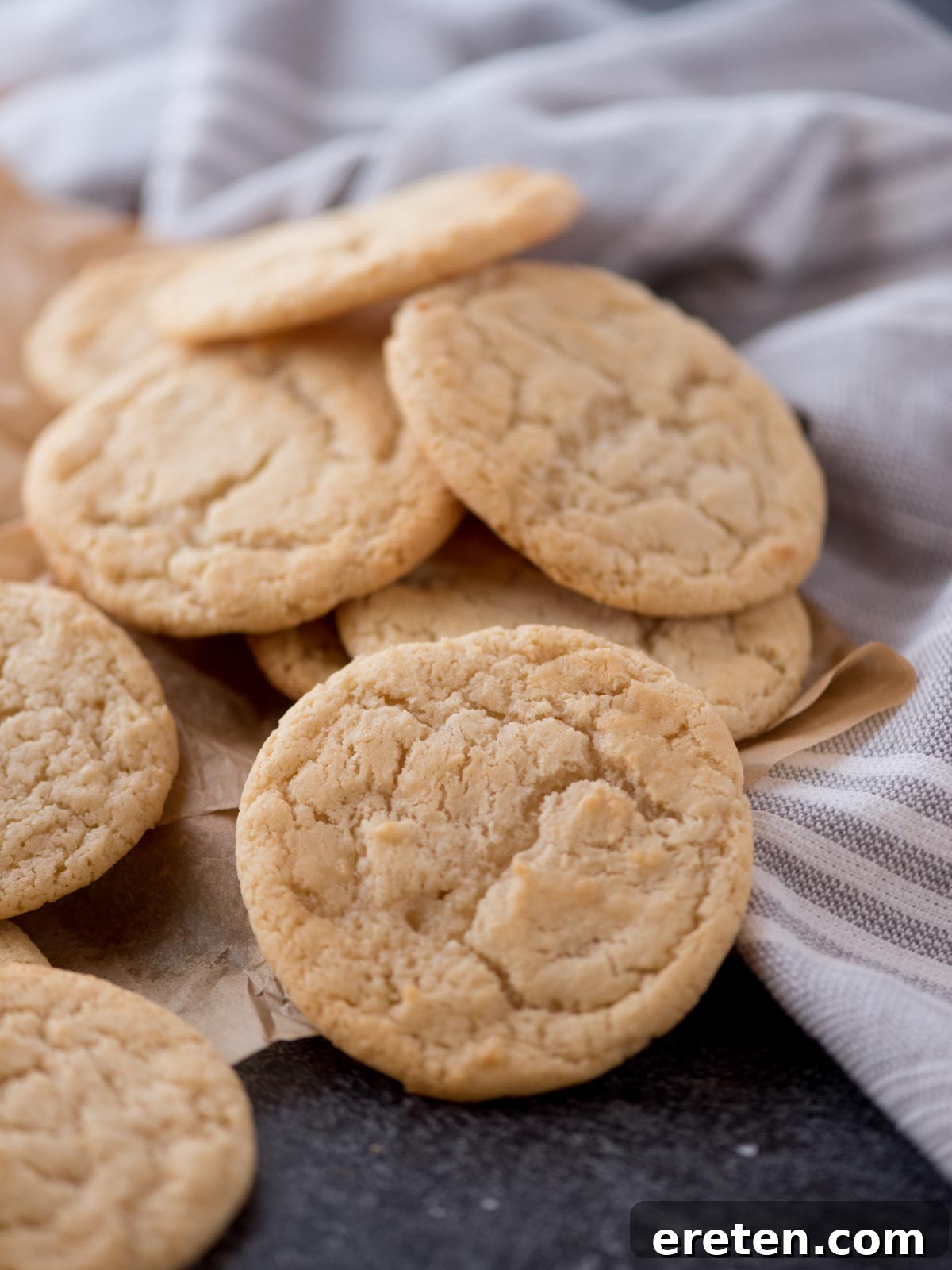 Stack of freshly baked condensed milk cookies made with Eagle Brand, displaying their light golden color and soft appearance
