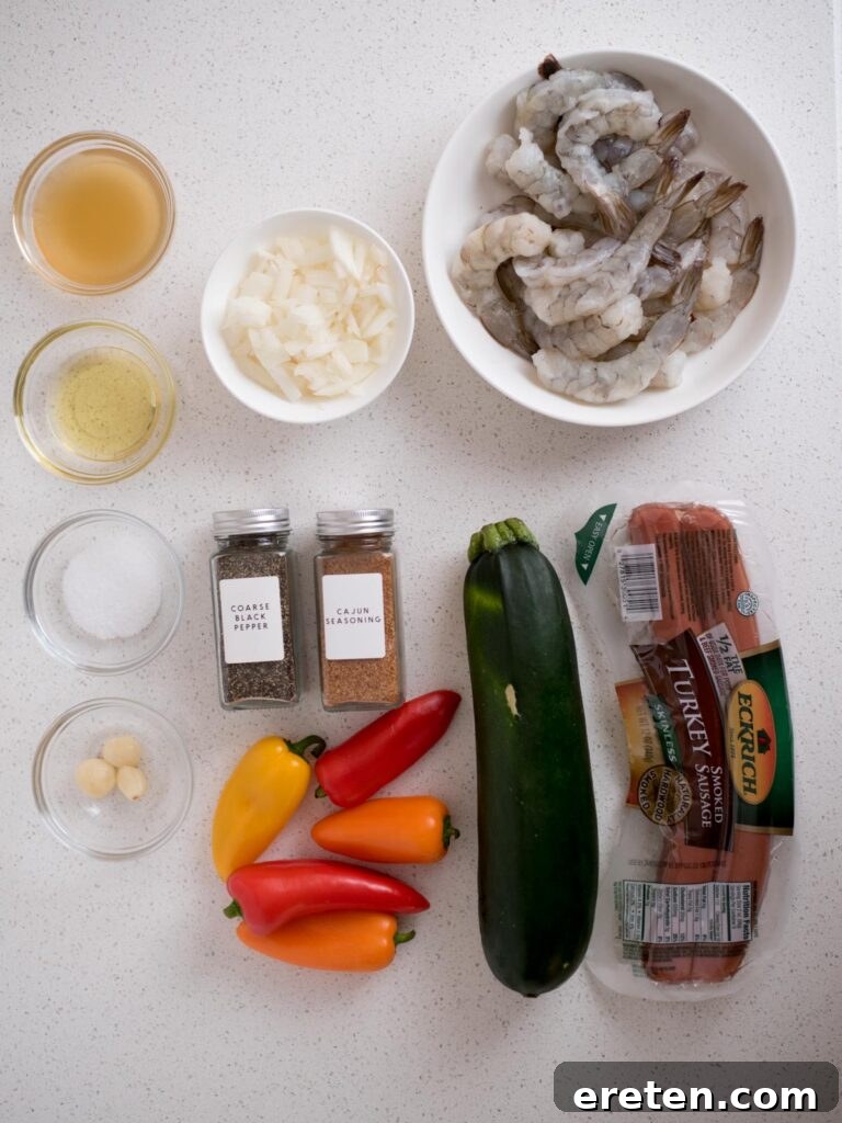 Cajun Fire Skillet with Shrimp and Sausage 3 Ingredients needed to make Cajun Shrimp and Sausage vegetable skillet.