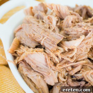pulled pork in a white dish