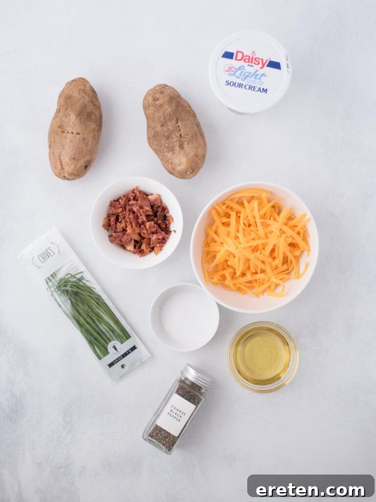 Ingredients shown to prepare air fryer potato skins.