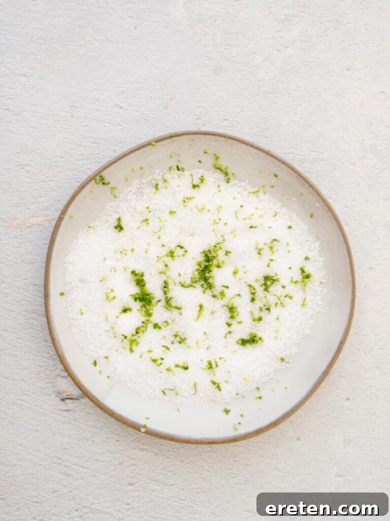 Stone Cold Margarita 4 coarse salt with lime zest on a plate