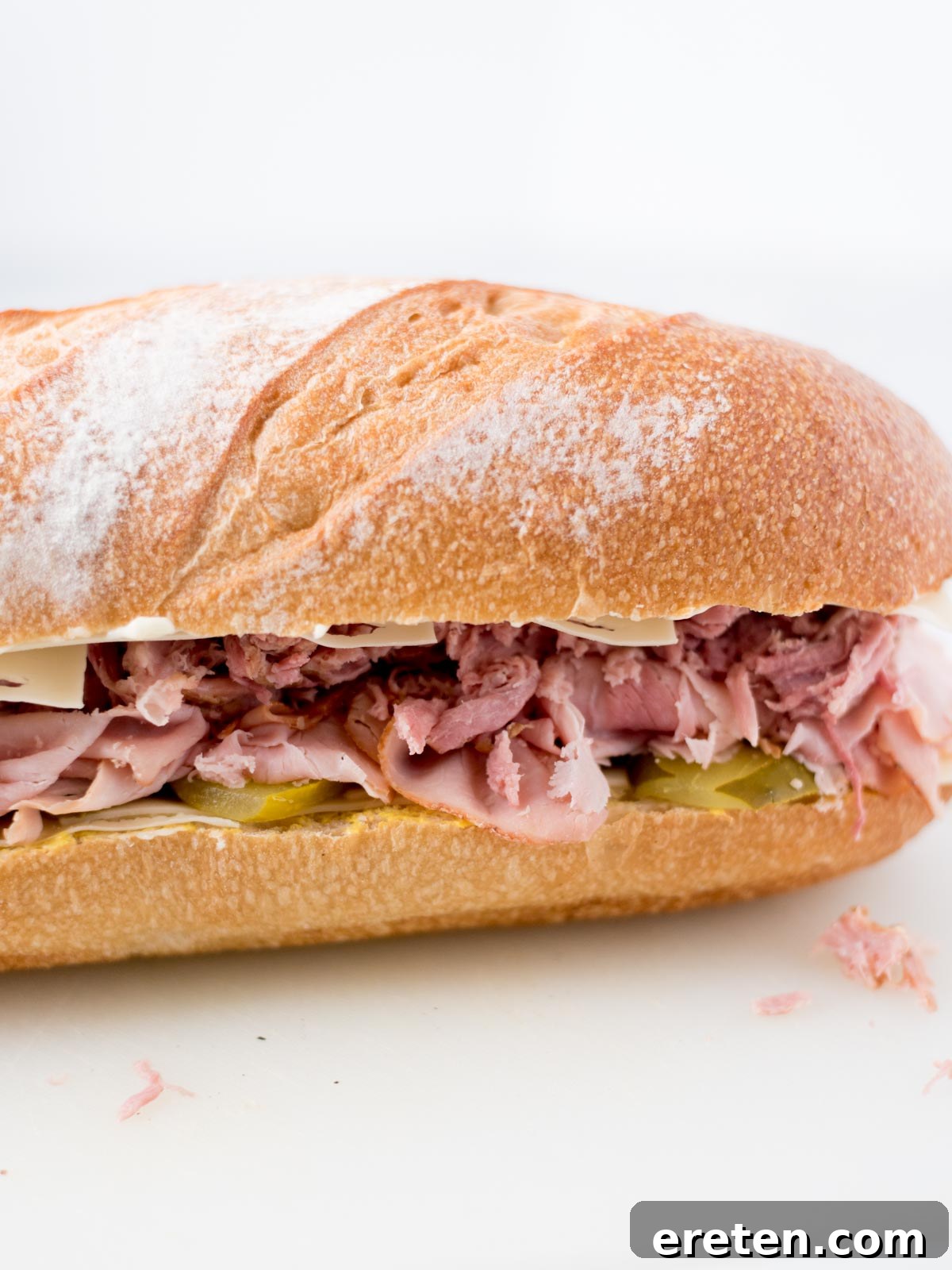Effortless Classic Cuban Sandwich 5 assembled cuban sandwich before toasting, showing layers of ingredients