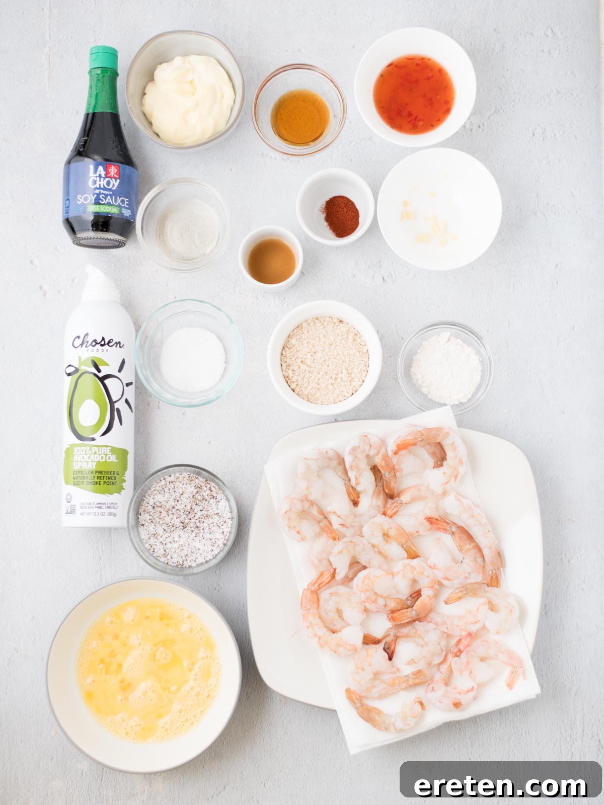 Crispy Baked Bang Bang Shrimp 3 A vibrant selection of fresh ingredients laid out, ready to be transformed into delicious Bang Bang Shrimp and its signature sauce.