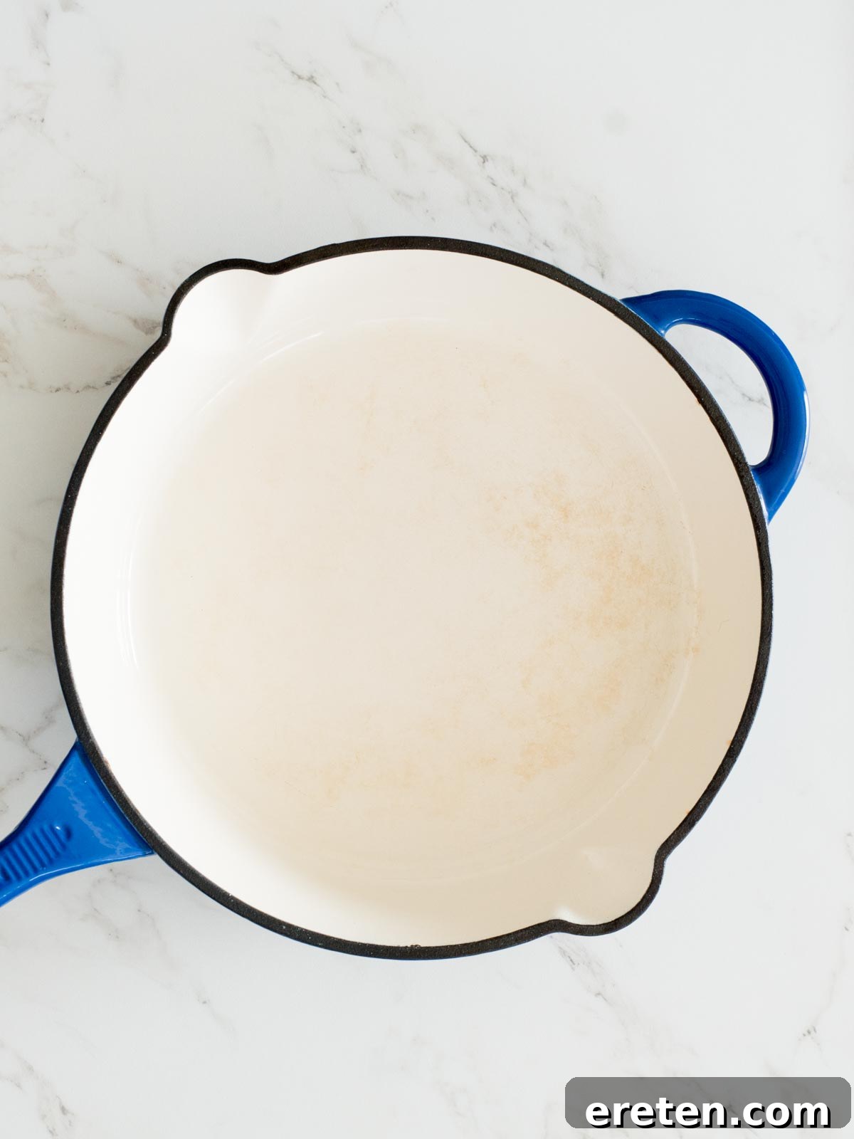 empty enamel cast iron skillet