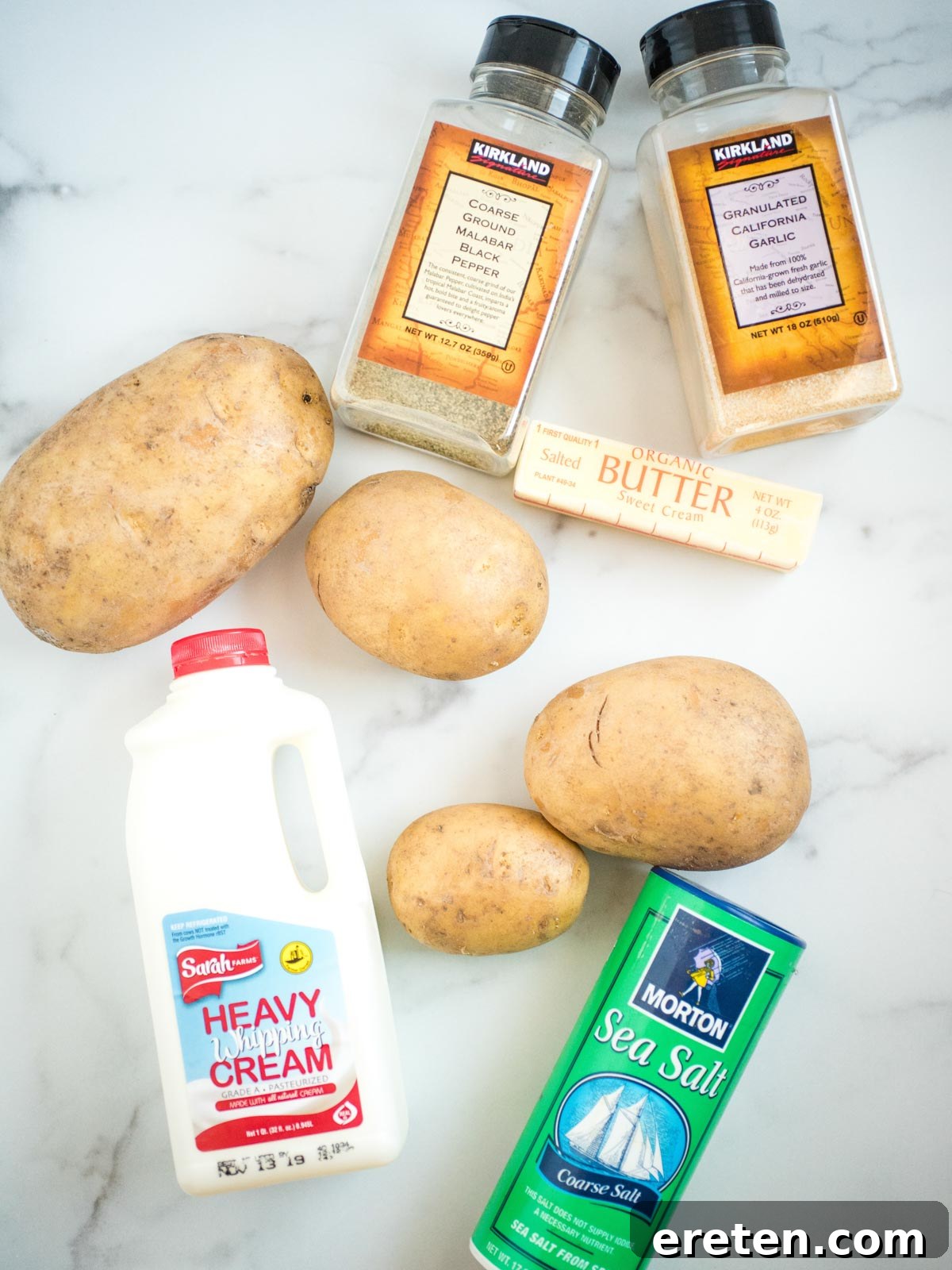 Ingredients for creamy Instant Pot mashed potatoes