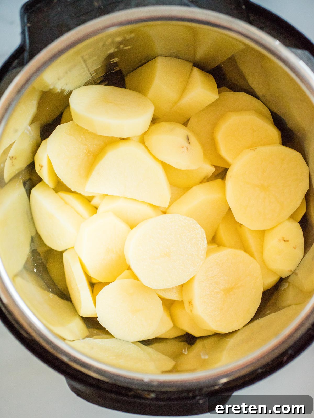 Sliced potatoes in Instant Pot