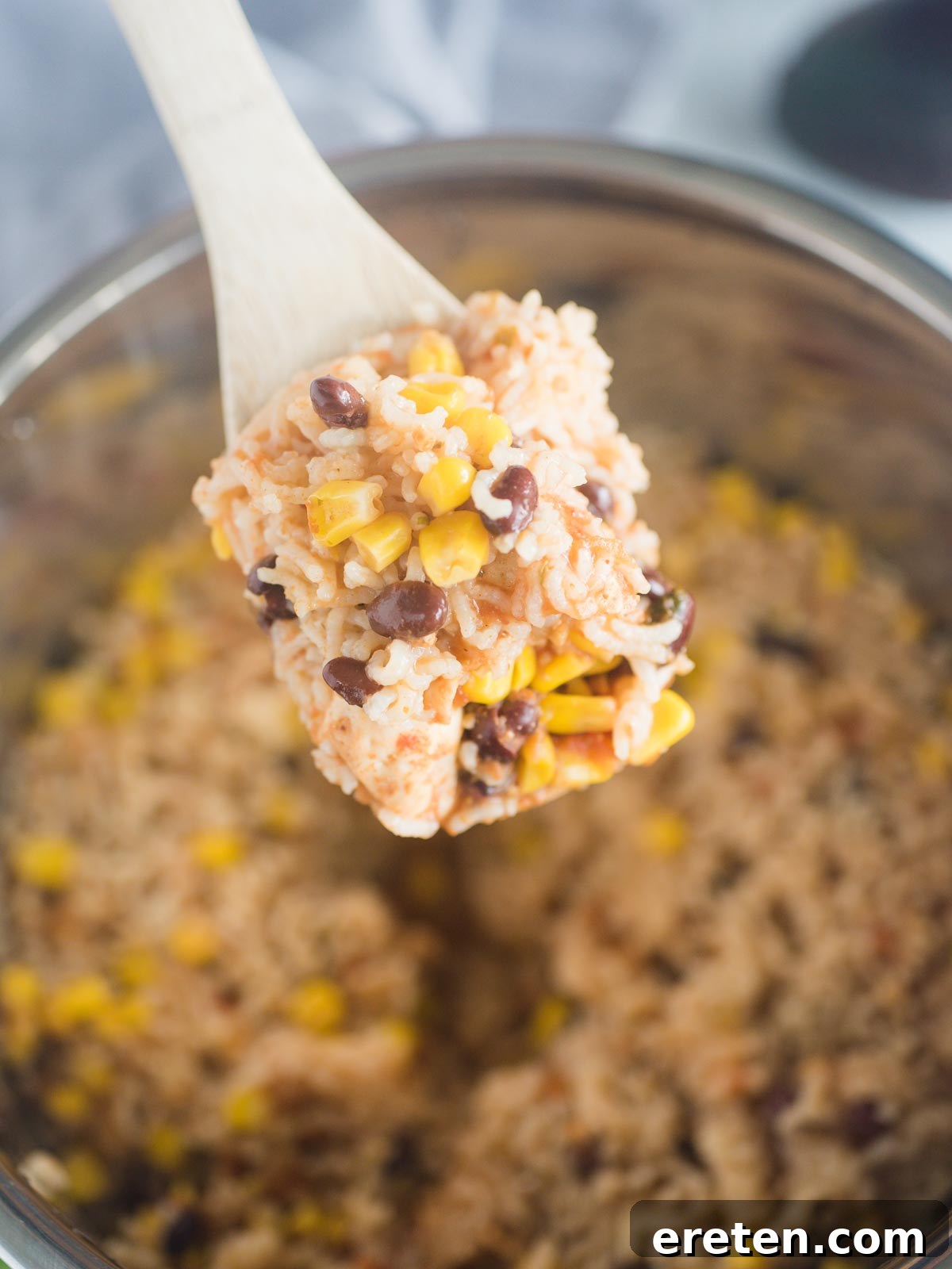 spoonful of cooked mixture