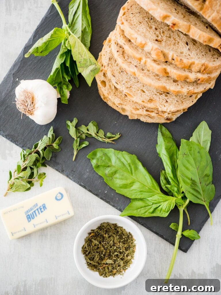 ingredients for easy garlic bread