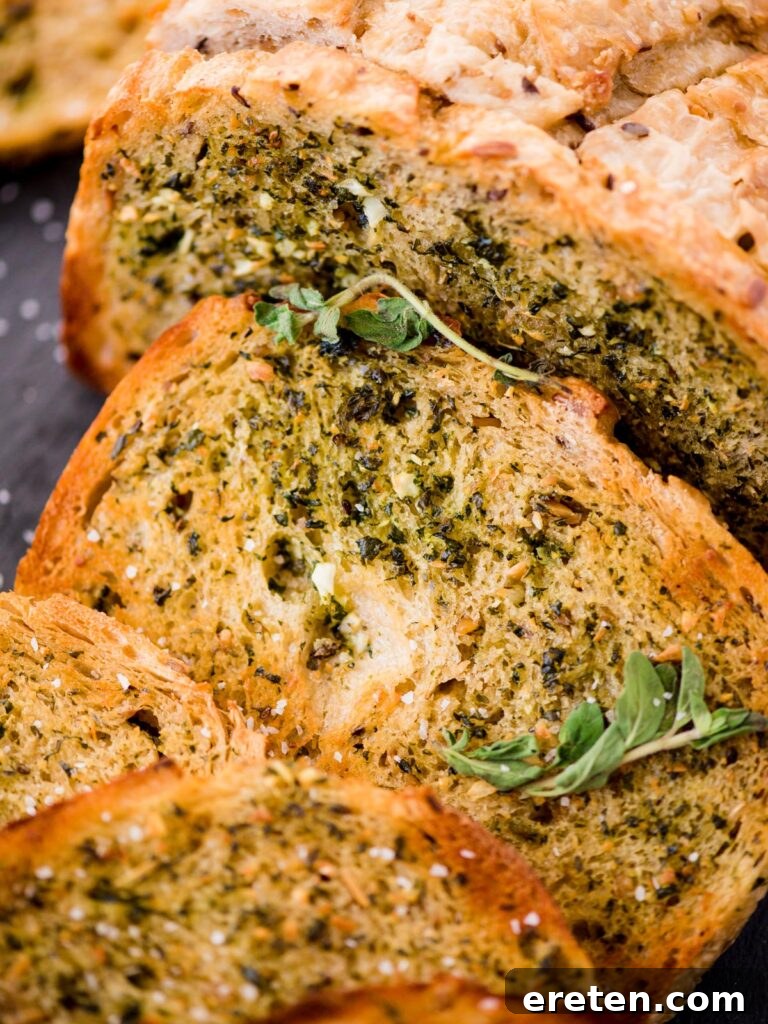 details of easy garlic bread with oregano