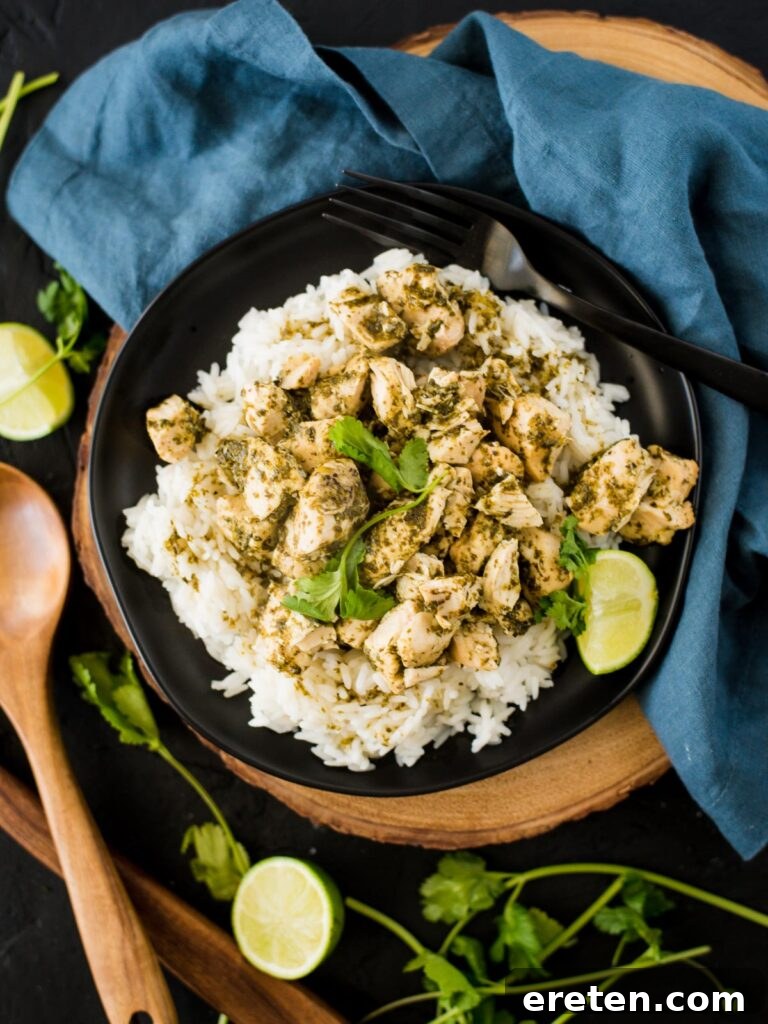 slow cooker cilantro lime chicken on a plate, ready to be served