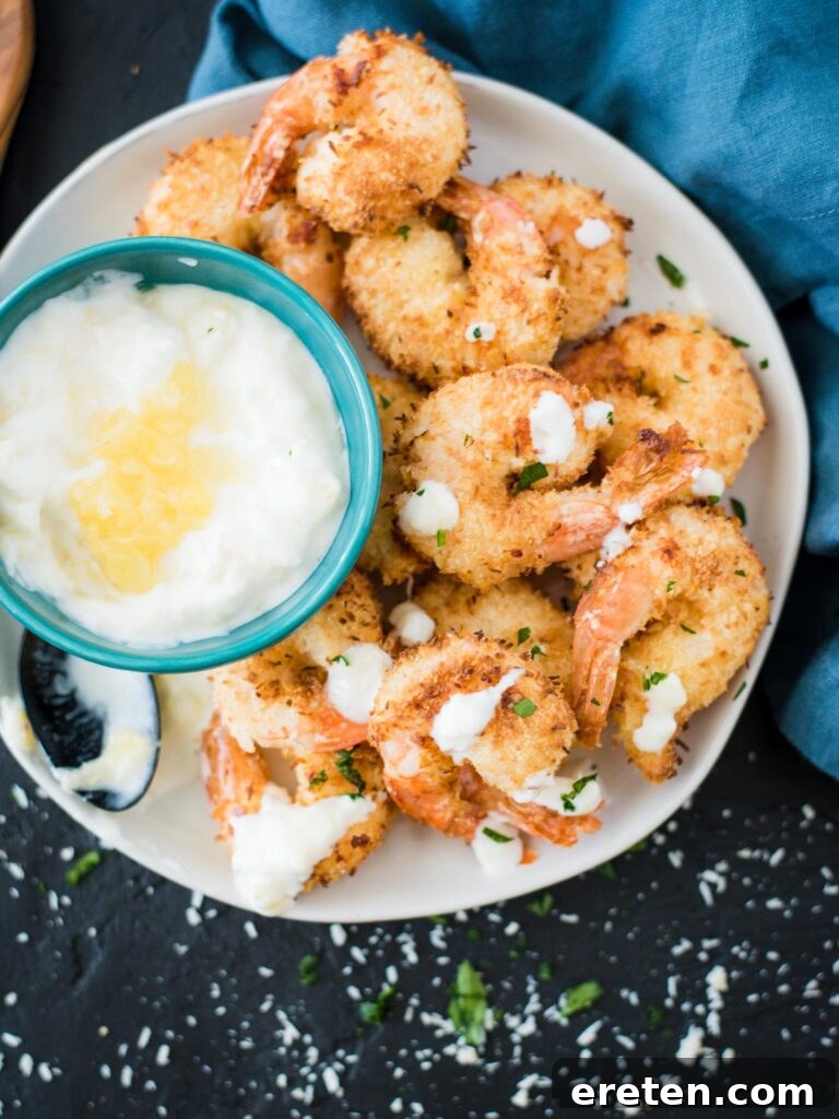 Crispy Air Fryer Coconut Shrimp with Creamy Pineapple Dipping Sauce