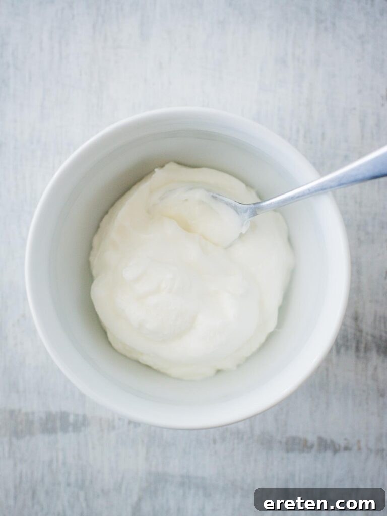 Sour cream or Greek yogurt in a bowl