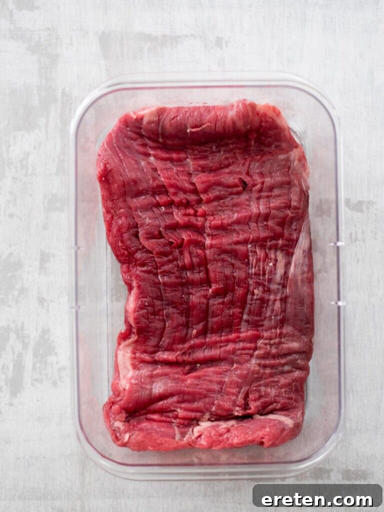 flank steak in container