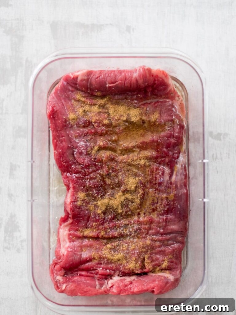 additional seasonings added to flank steak