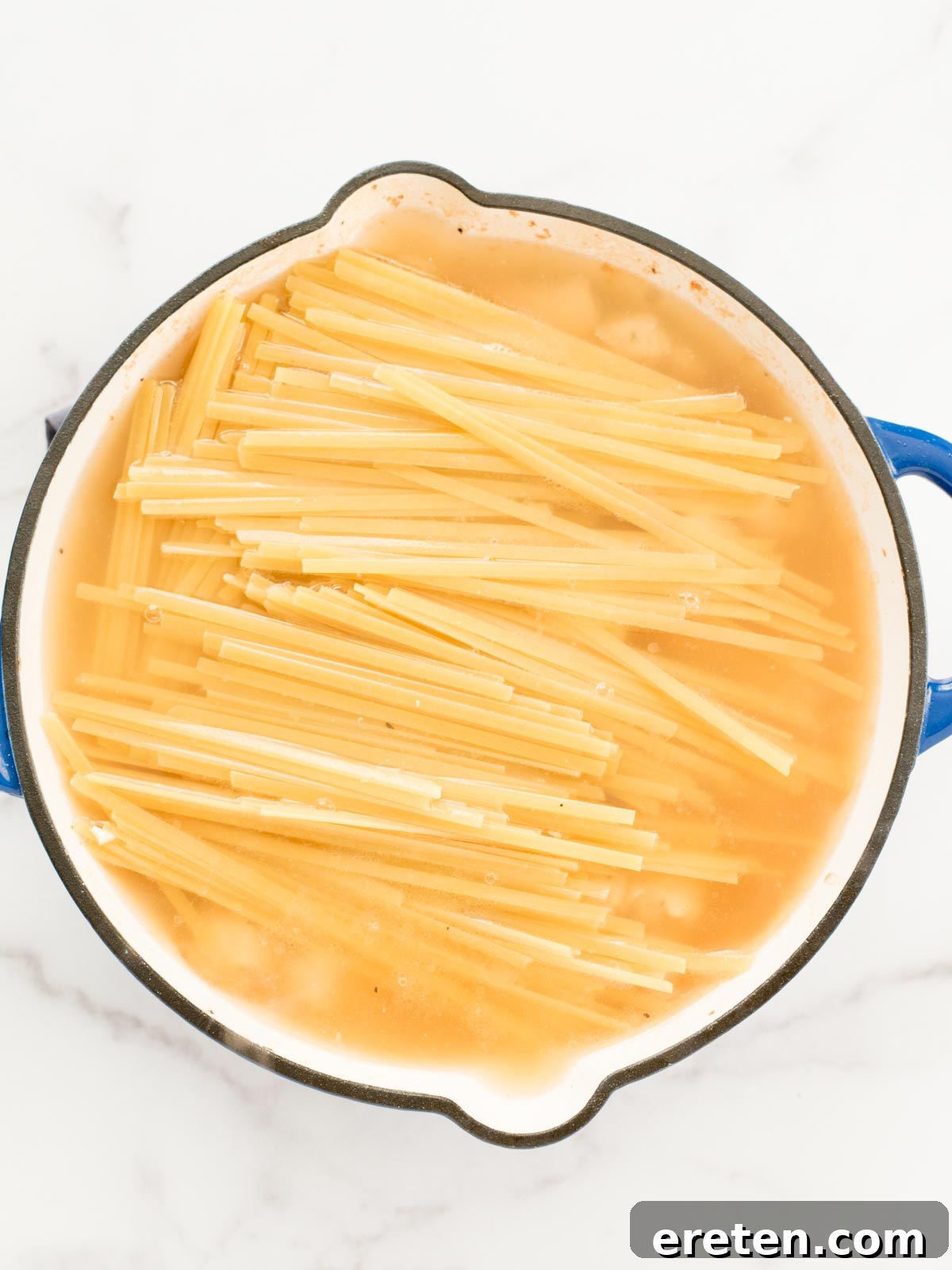 broth in a skillet