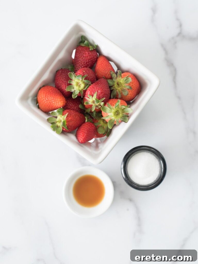 ingredients for sweet strawberry topping