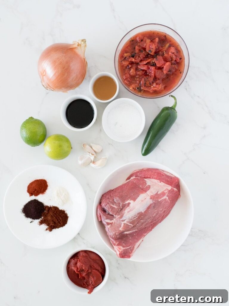ingredients for mexican shredded beef