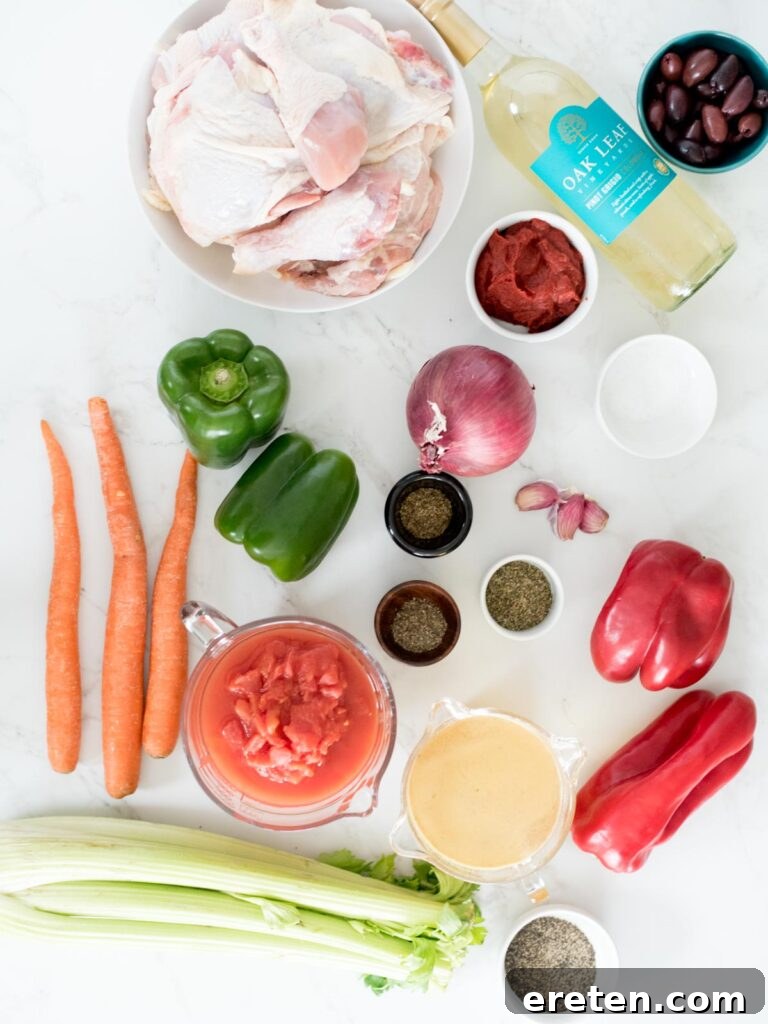 Rustic Oven Baked Chicken Cacciatore 3 ingredients for baked chicken cacciatore