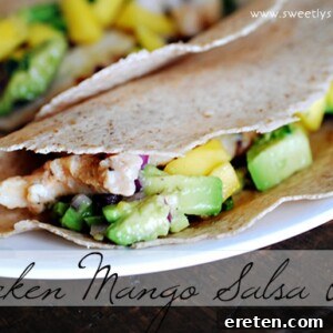Chicken Mango Salsa Tacos ready to eat