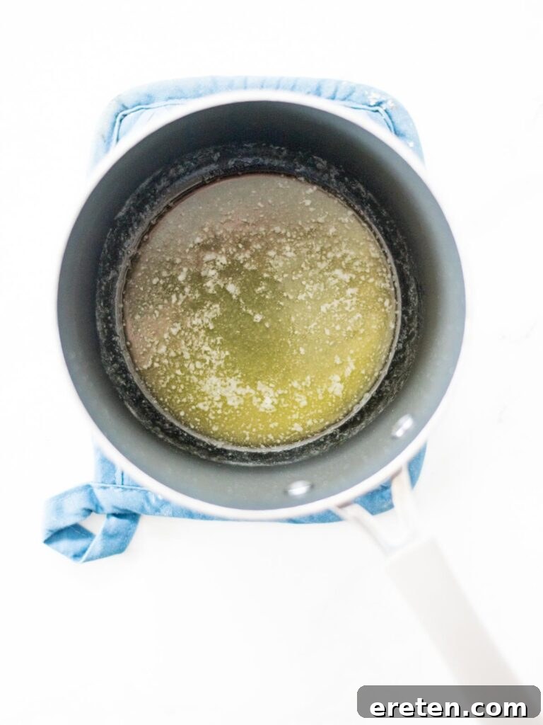 melted butter in a saucepan