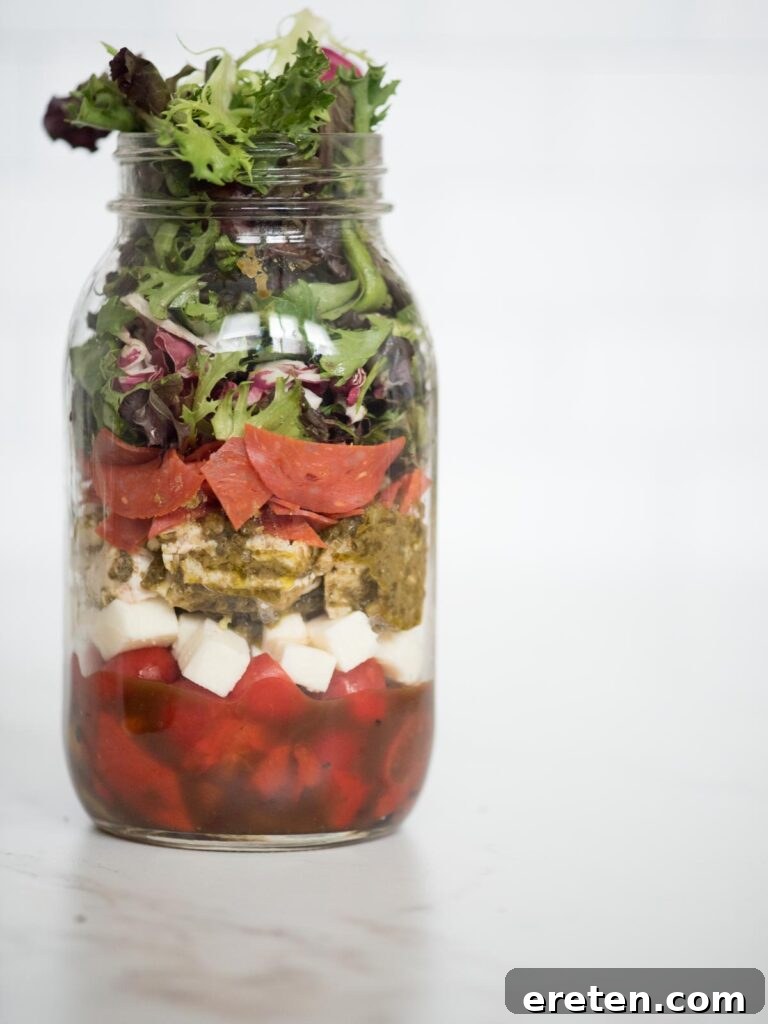 Layered Pesto Chicken Salad Jar 10 pesto chicken mason jar salad in a jar