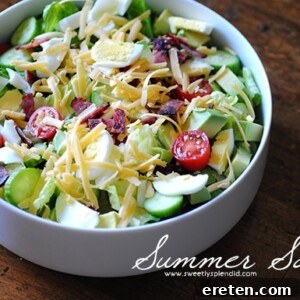 Close-up of a fresh Summer Salad with dressing