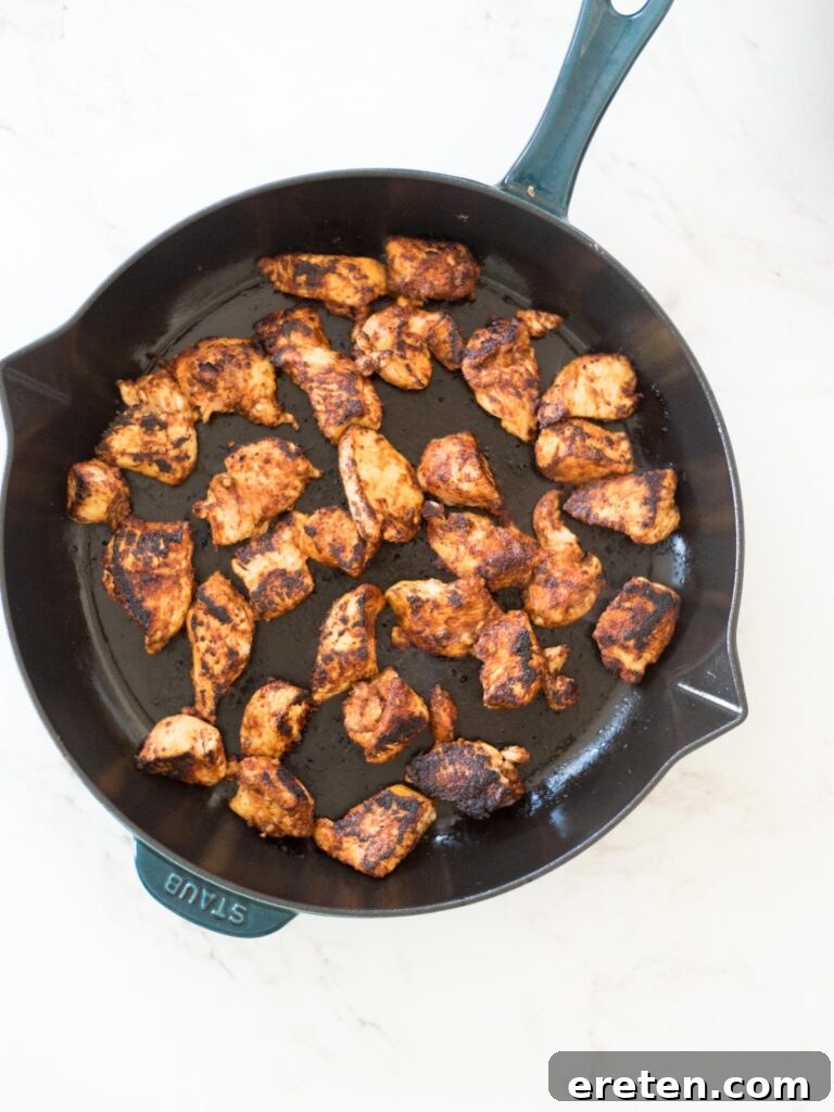 One-Pan Golden Chicken & Vibrant Veggies 6 chicken cooked to golden brown in a skillet