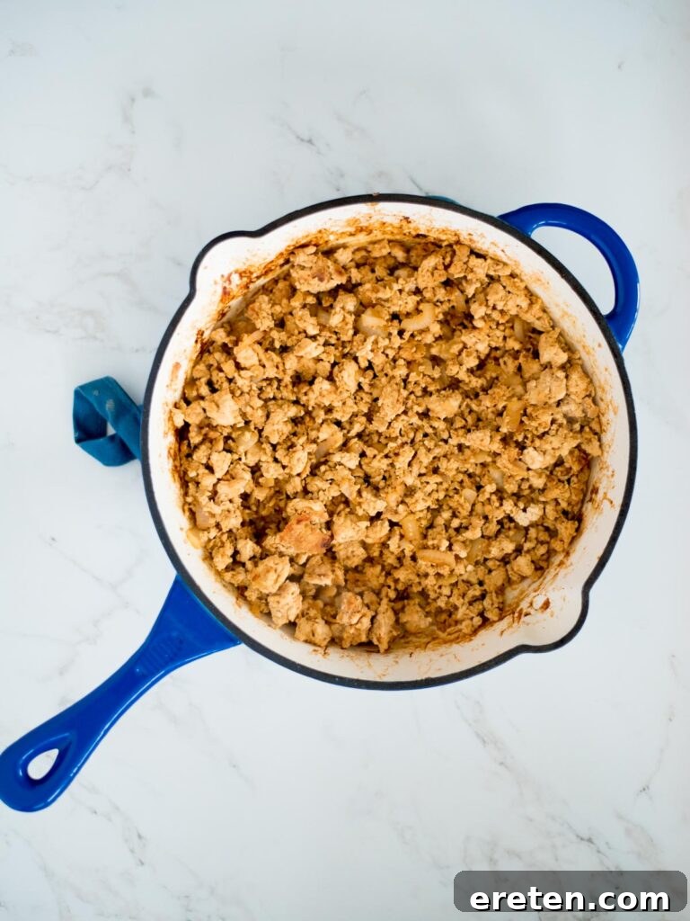 cooked turkey taco meat in a skillet