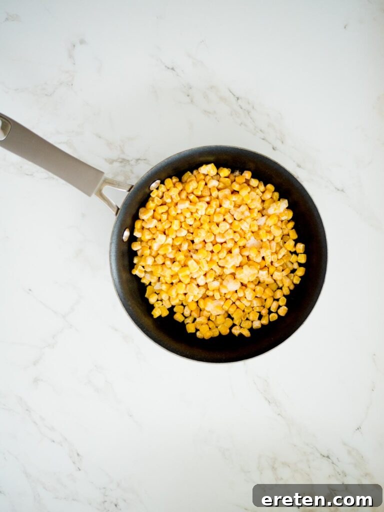 corn in a skillet uncooked