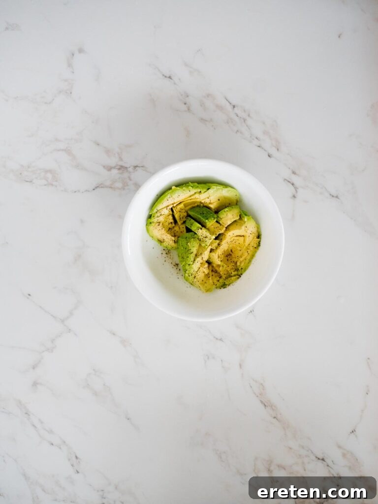 chopped avocado seasoned with salt and pepper